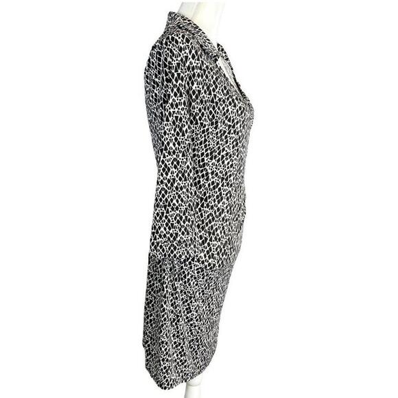 Laundry by Design Women's 8 Black White Geometric Print Wrap Midi Dress Cocktail - Picture 3 of 9